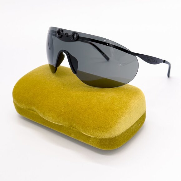 NEW AUTHENTIC GUCCI GG1656S 001, BLACK METAL OVERSIZED MASK SUNGLASSES G… - Picture 3 of 13